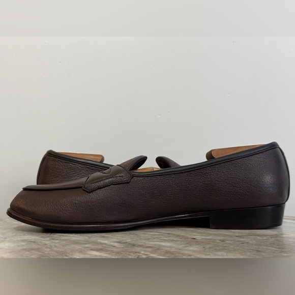 Baudoin & Lange Sagan Ginkgo Brown Deerskin Loafers Sz 44 (US 11) Penny - Picture 5 of 10